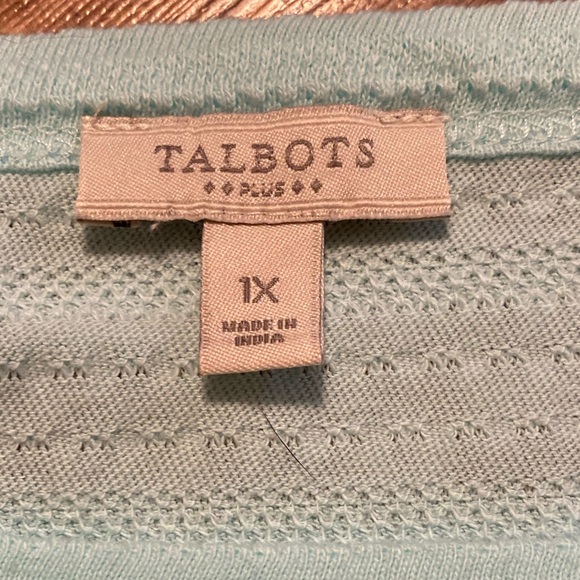 TALBOTS Short Sleeve Knit Button Detail Cotton Light Blue T-Shirt Top Women 1X - Picture 2 of 8
